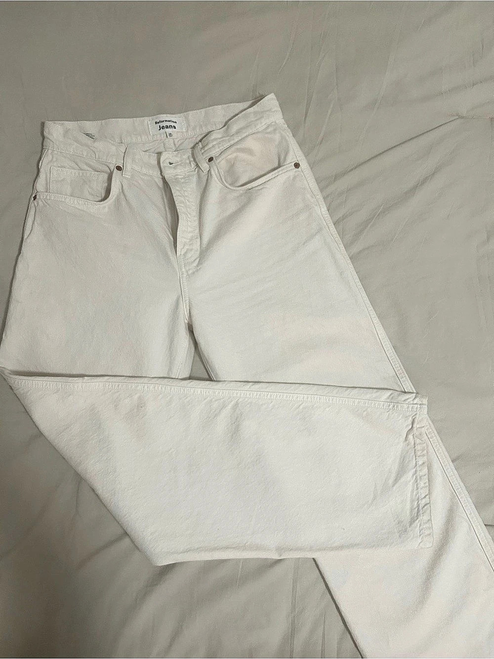 Reformation Val Mid Rise Straight Jeans off White Waist 28